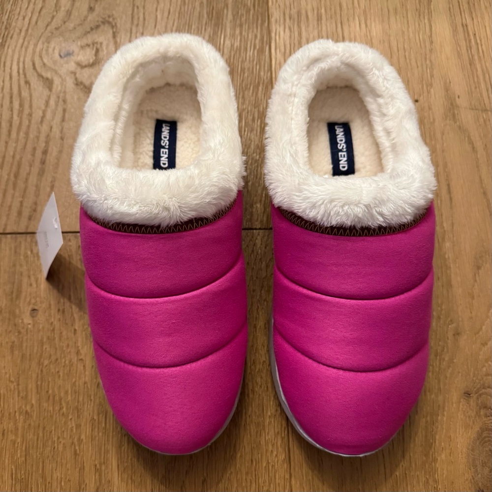 NWT Lands End Faux Fur Lined Ultralight Clog Slipper Shoes
